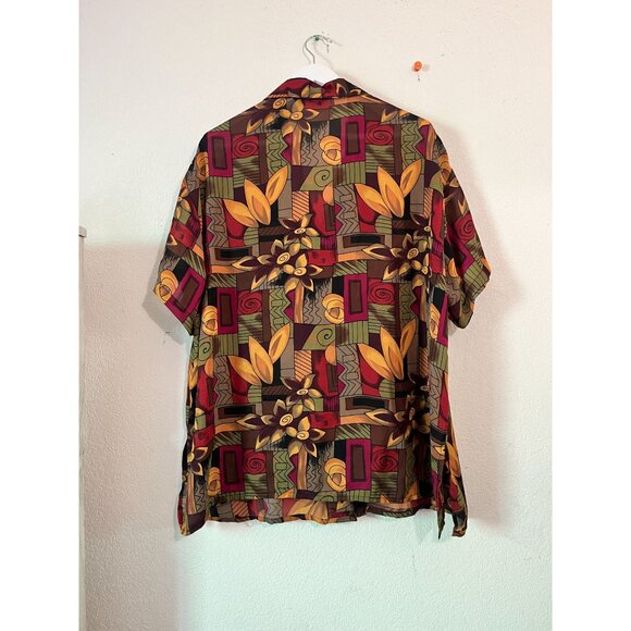 Vintage Ship N Shore Women Short Sleeve Button-Up Shirt 2X Abstract Floral Print - Picture 5 of 9